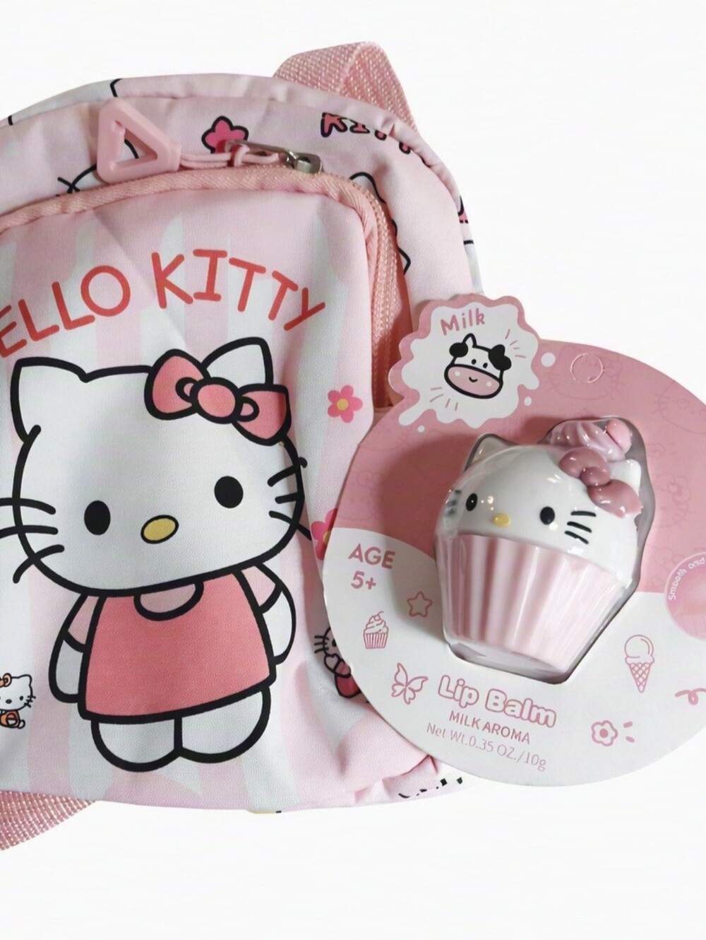 Hello Kitty Pink Kids Backpack with Cupcake Lip Balm
